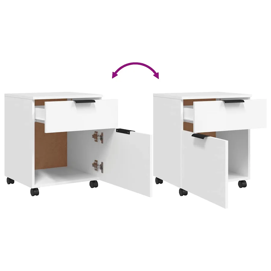 Classeur mobile avec roues Blanc 45x38x54 cm Bois d'ingénierie - 6