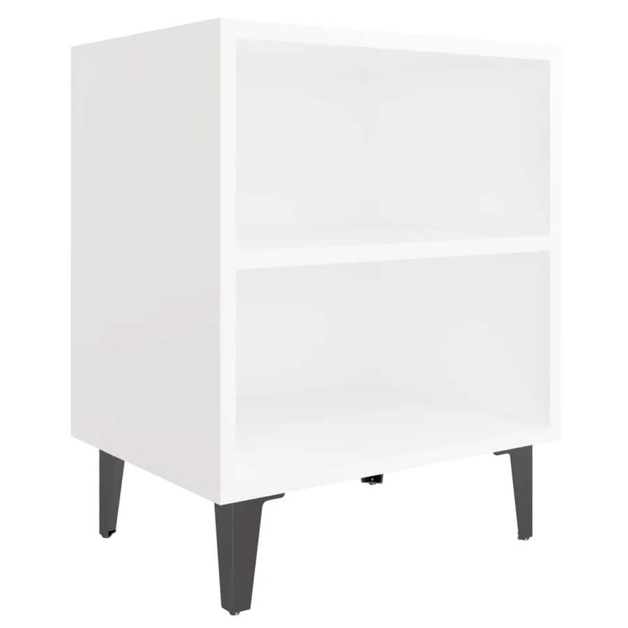 Tables de chevet avec pieds en métal 2 pcs blanc 40x30x50 cm - 3
