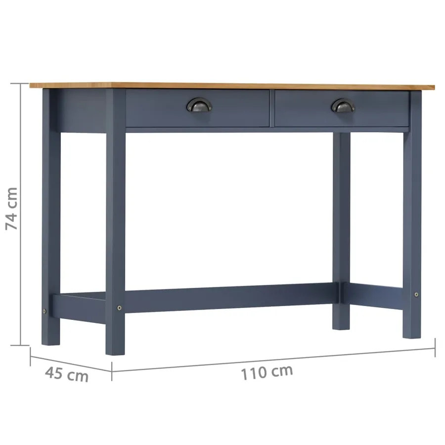 Table console Hill Range avec 2 tiroirs Gris 110x45x74 cm Pin - 6