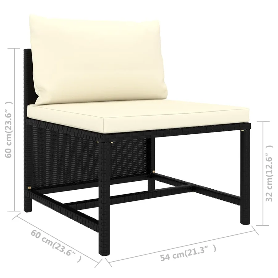 Salon de jardin 8 pcs avec coussins Résine tressée Noir - 10