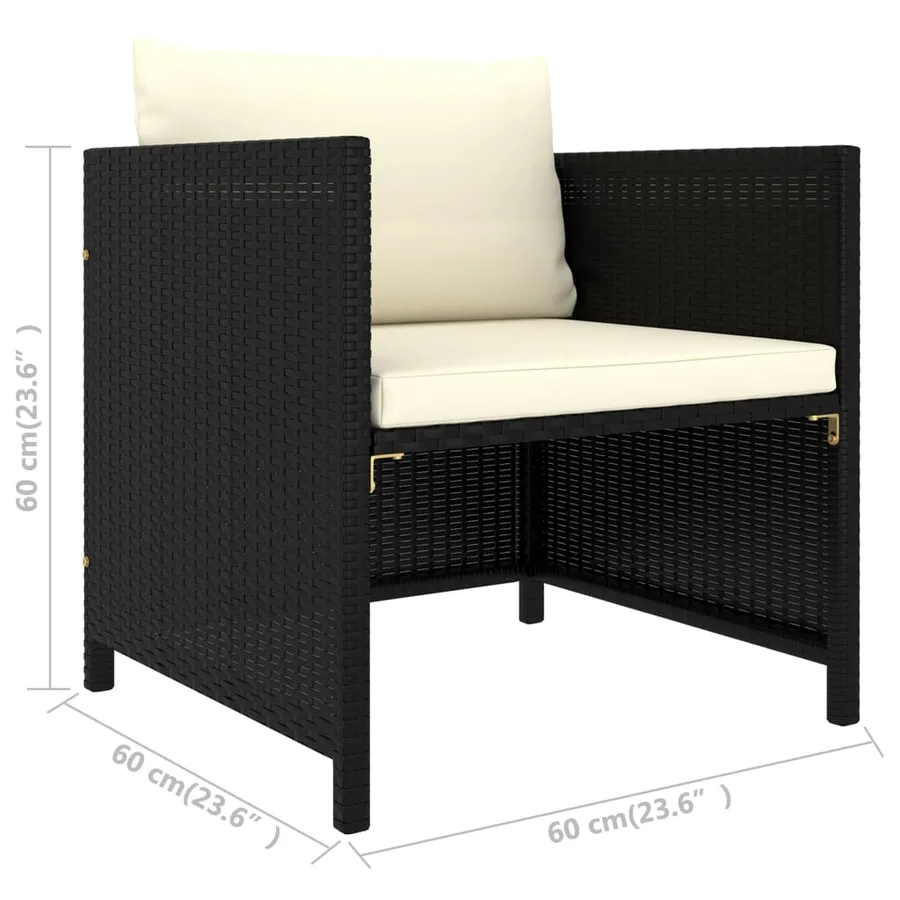 Salon de jardin 8 pcs avec coussins Résine tressée Noir - 11