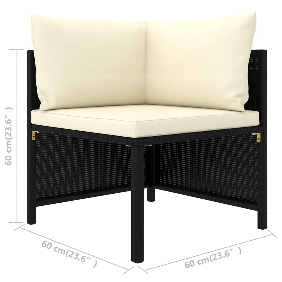 Salon de jardin 8 pcs avec coussins Résine tressée Noir - 9