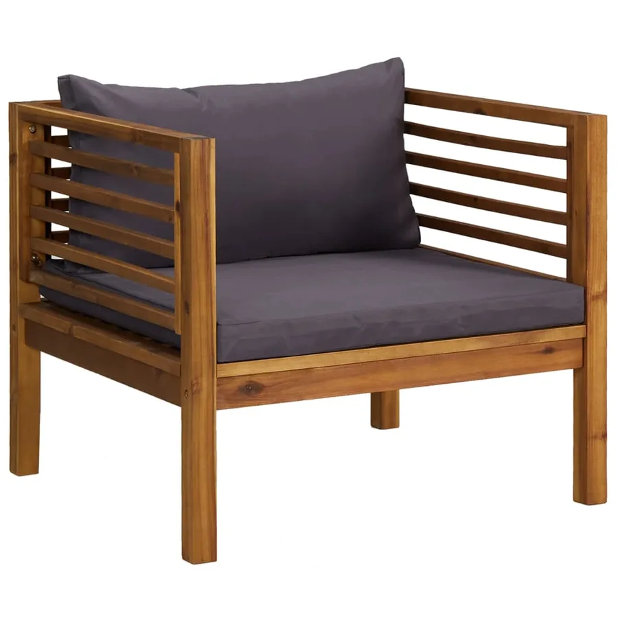 Salon de jardin 7 pcs avec coussin Bois d'acacia solide - 8