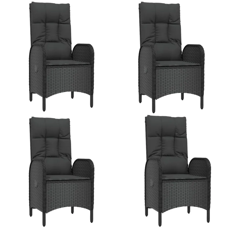 Ensemble à manger de jardin coussins 5pcs Noir Résine tressée - 4