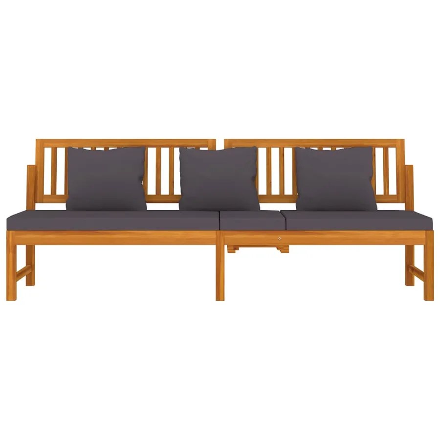 Lit de jour avec coussin gris 200x60x75 cm Bois d'acacia solide - 4