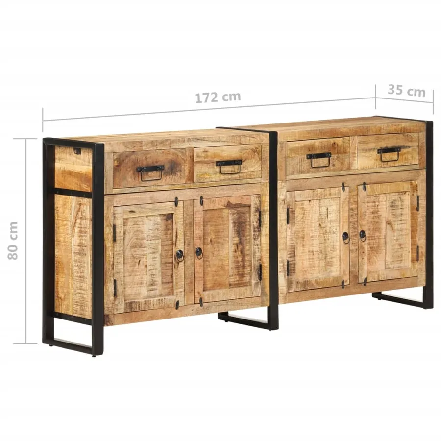 Buffet 172x35x80 cm Bois de manguier massif - 7