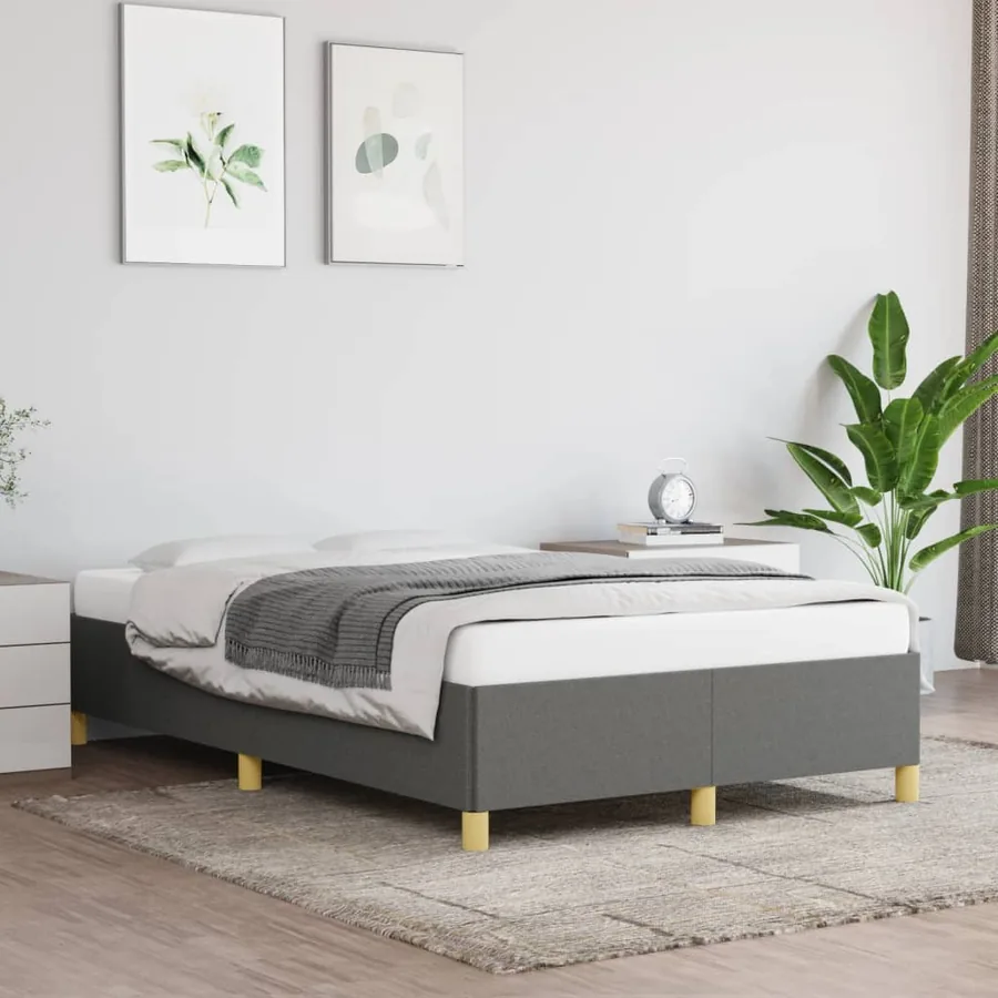 Cadre de lit sans matelas gris foncé 120x200 cm tissu