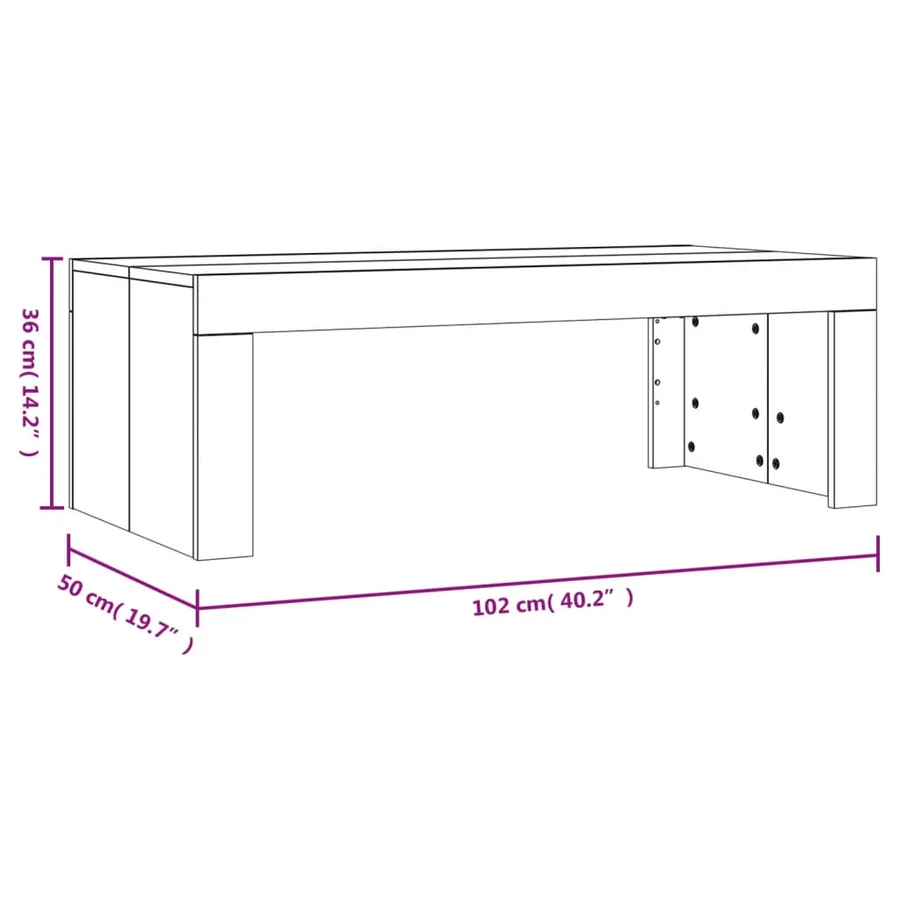 Table basse blanc 102x50x36 cm bois d'ingénierie - 9