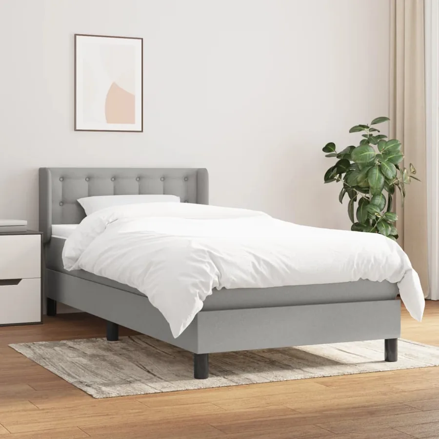 Sommier à lattes de lit et matelas Gris clair 90x190 cm Tissu