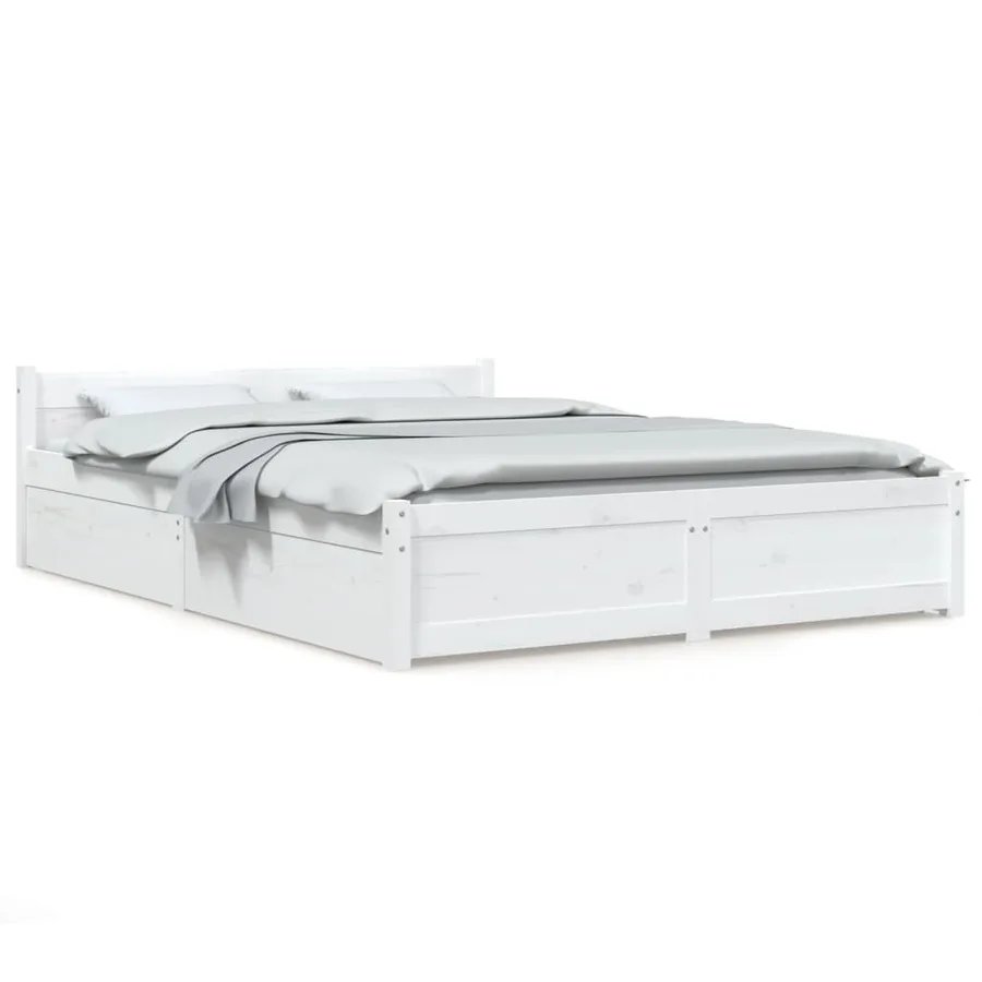 Cadre de lit sans matelas avec tiroirs blanc 160x200 cm - 2
