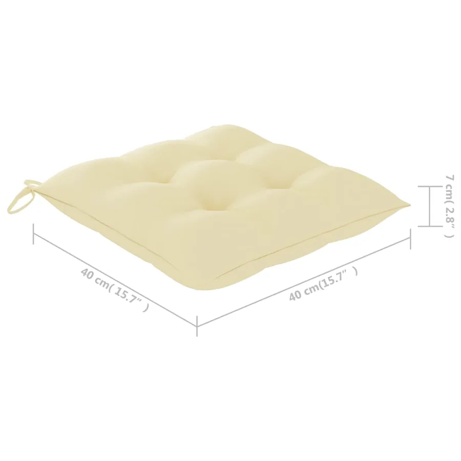 Chaises de jardin et coussins blanc crème lot de 6 Teck massif - 13