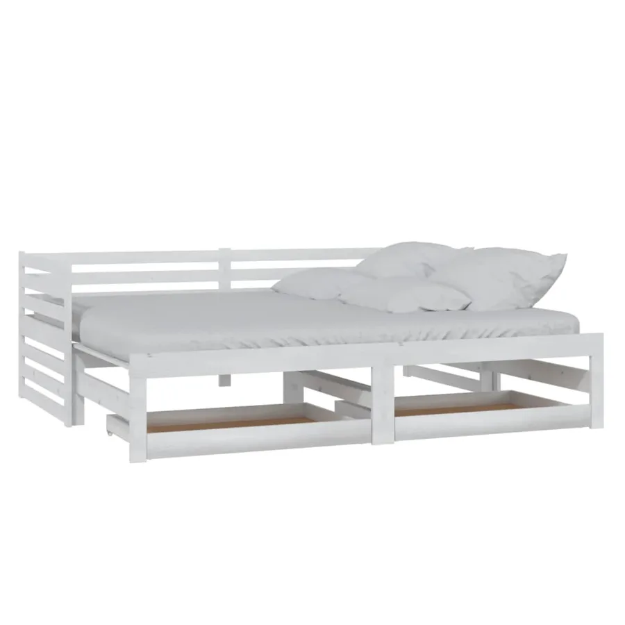 Lit coulissant sans matelas 2x(90x200) cm blanc - 2