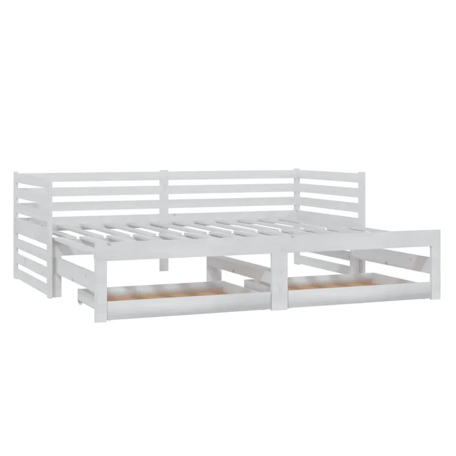 Lit coulissant sans matelas 2x(90x200) cm blanc - 3