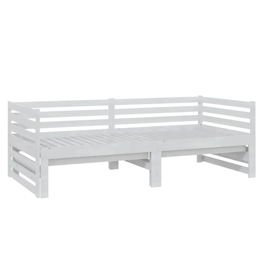 Lit coulissant sans matelas 2x(90x200) cm blanc - 4