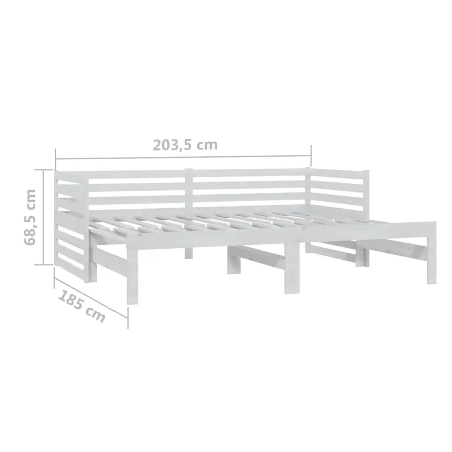 Lit coulissant sans matelas 2x(90x200) cm blanc - 7