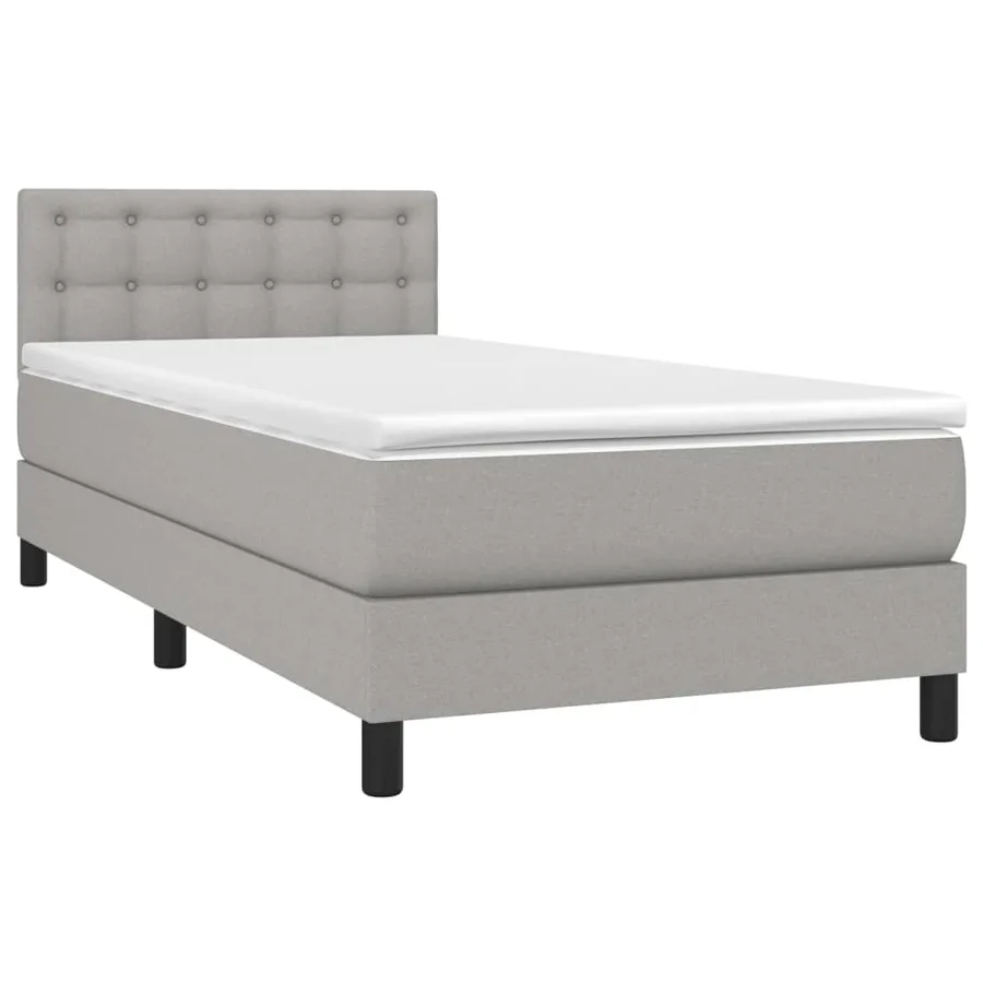 Sommier à lattes de lit avec matelas et LED Gris clair 90x190cm - 3