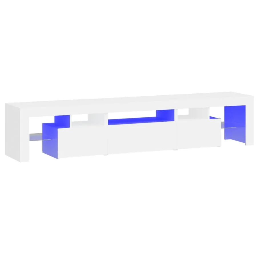 Meuble TV avec lumières LED Blanc 200x36,5x40 cm - 2
