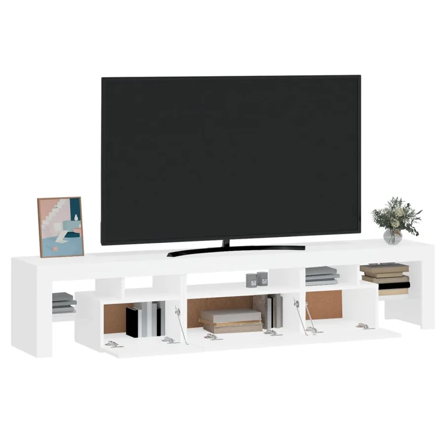 Meuble TV avec lumières LED Blanc 200x36,5x40 cm - 6