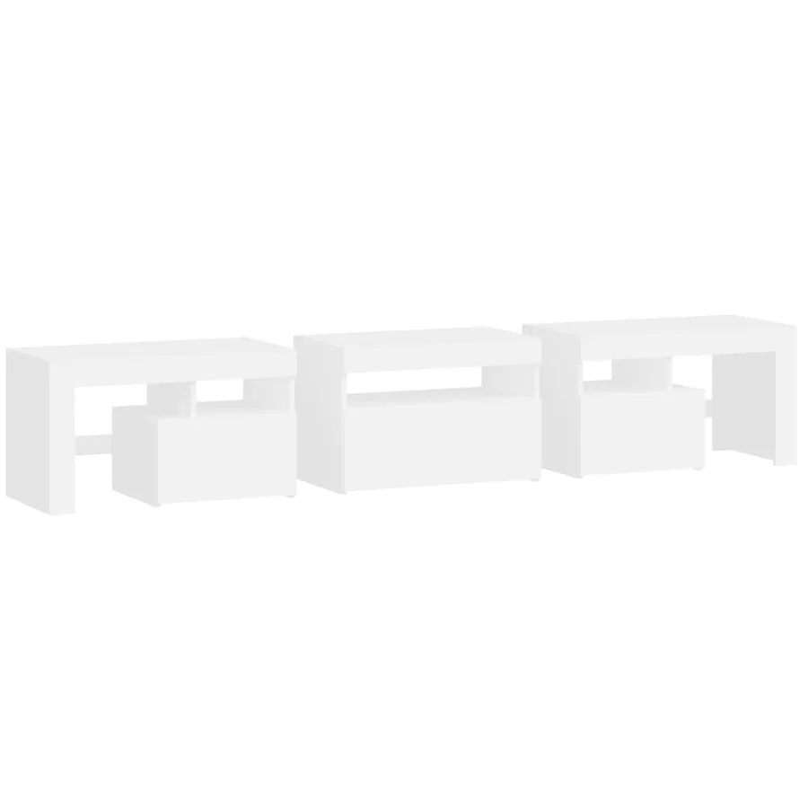 Meuble TV avec lumières LED Blanc 200x36,5x40 cm - 8