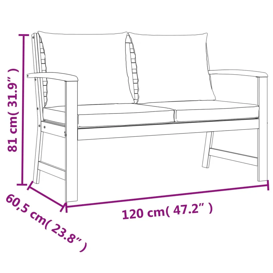 Ensemble à manger de jardin coussins 9 pcs Bois acacia - 8