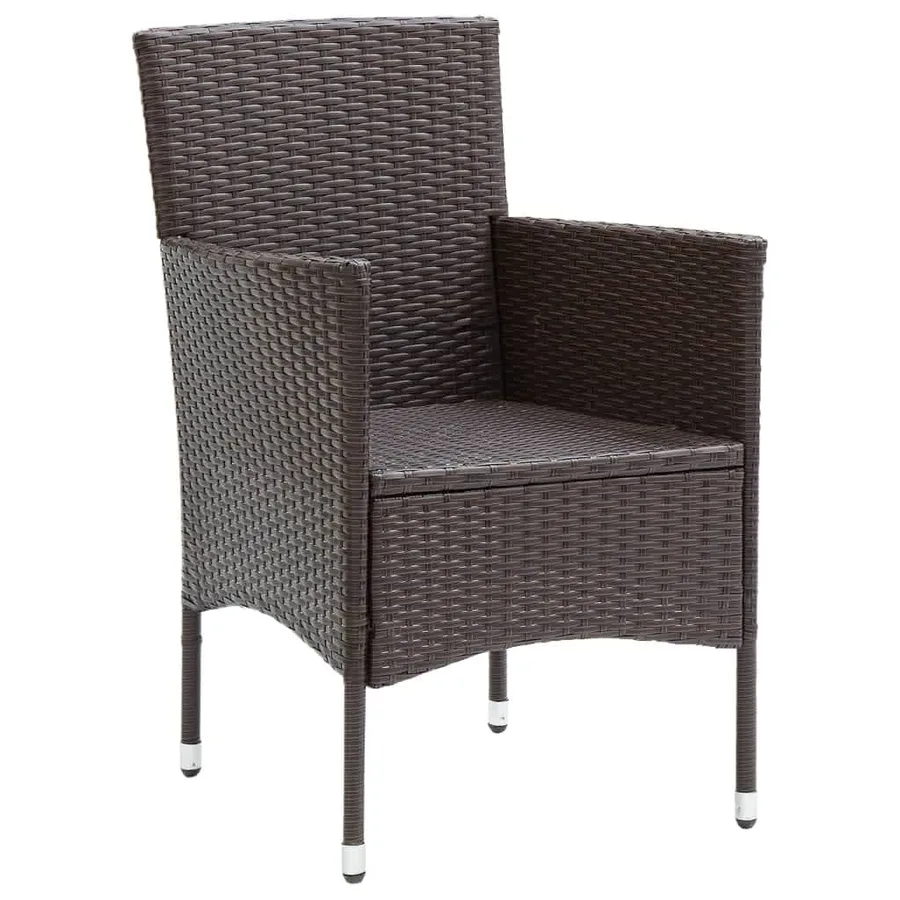 Ensemble à manger de jardin et coussins 7 pcs marron poly rotin - 5