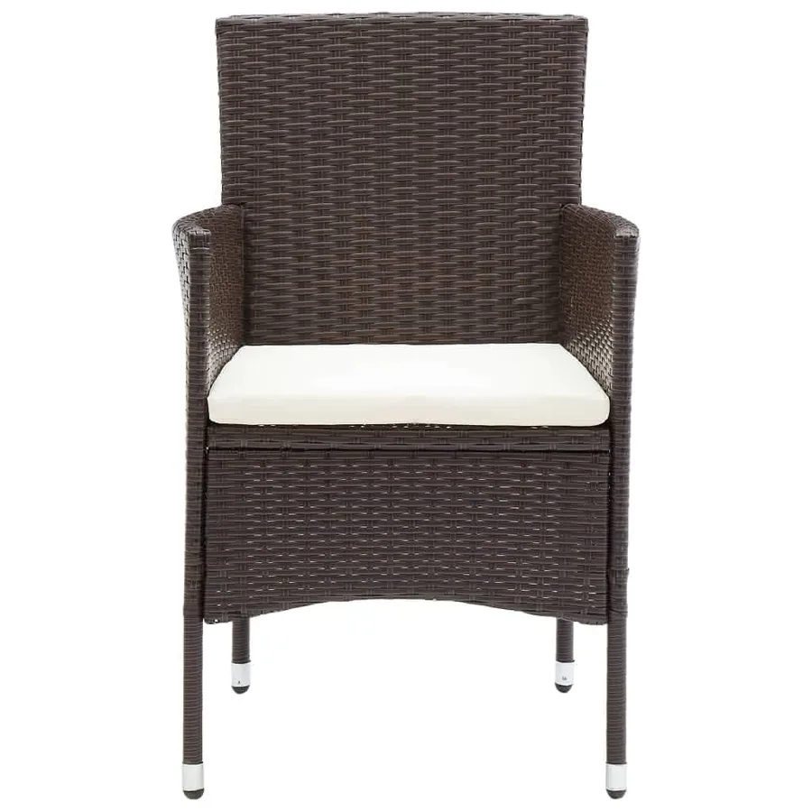 Ensemble à manger de jardin et coussins 7 pcs marron poly rotin - 6