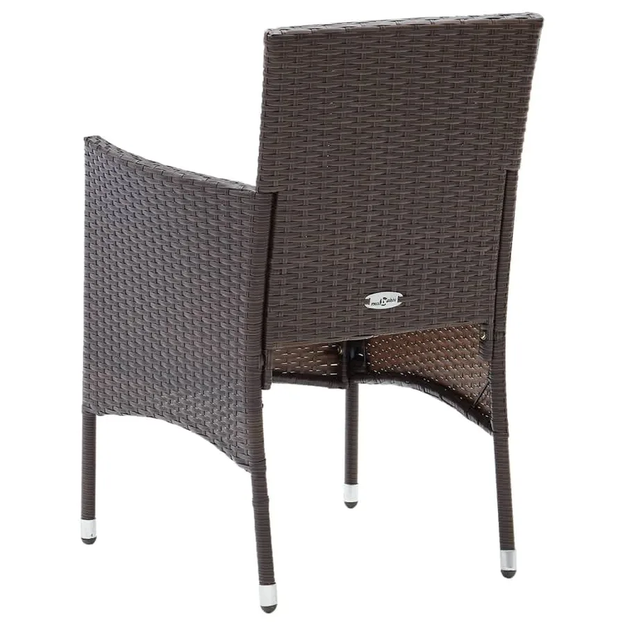 Ensemble à manger de jardin et coussins 7 pcs marron poly rotin - 7