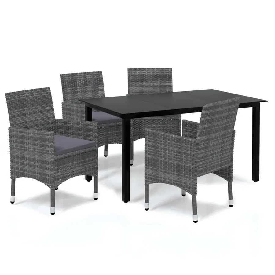 Ensemble à manger de jardin coussins 5pcs Résine tressée Gris - 2