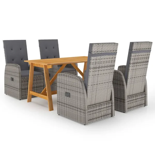 Ensemble à manger de jardin 5 pcs Gris