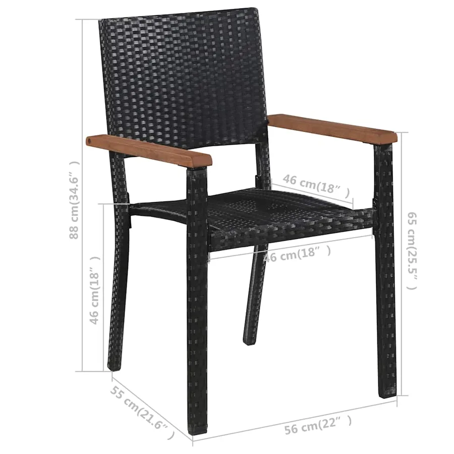 Ensemble à manger de jardin 5 pcs Noir - 9
