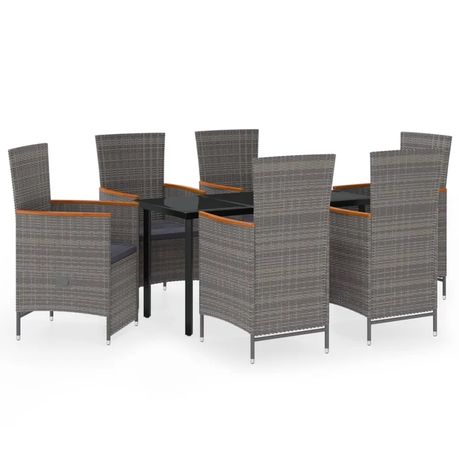 Ensemble à manger de jardin avec coussins 7 pcs Gris - 2