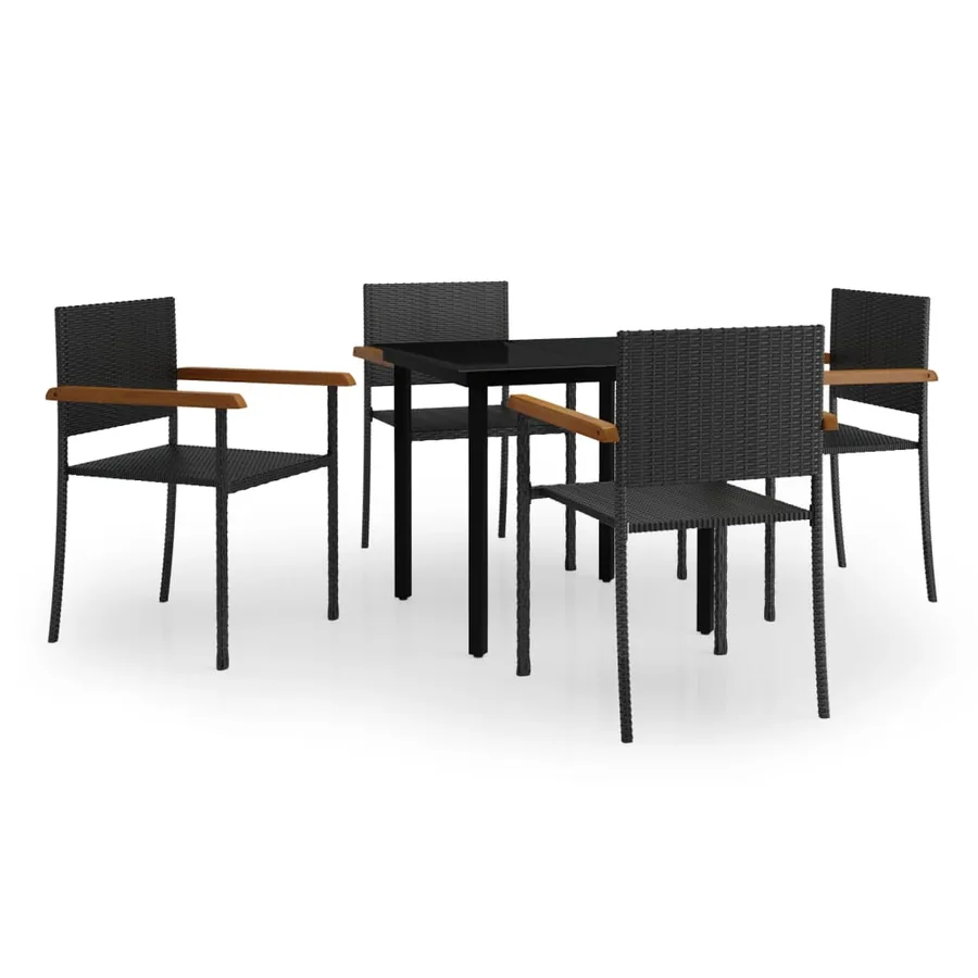Ensemble à manger de jardin 5 pcs Noir - 2