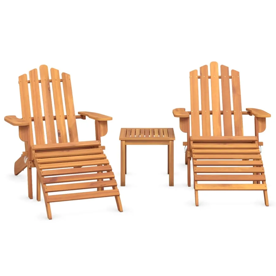 Ensemble de salon de jardin Adirondack 3 pcs bois acacia solide - 3