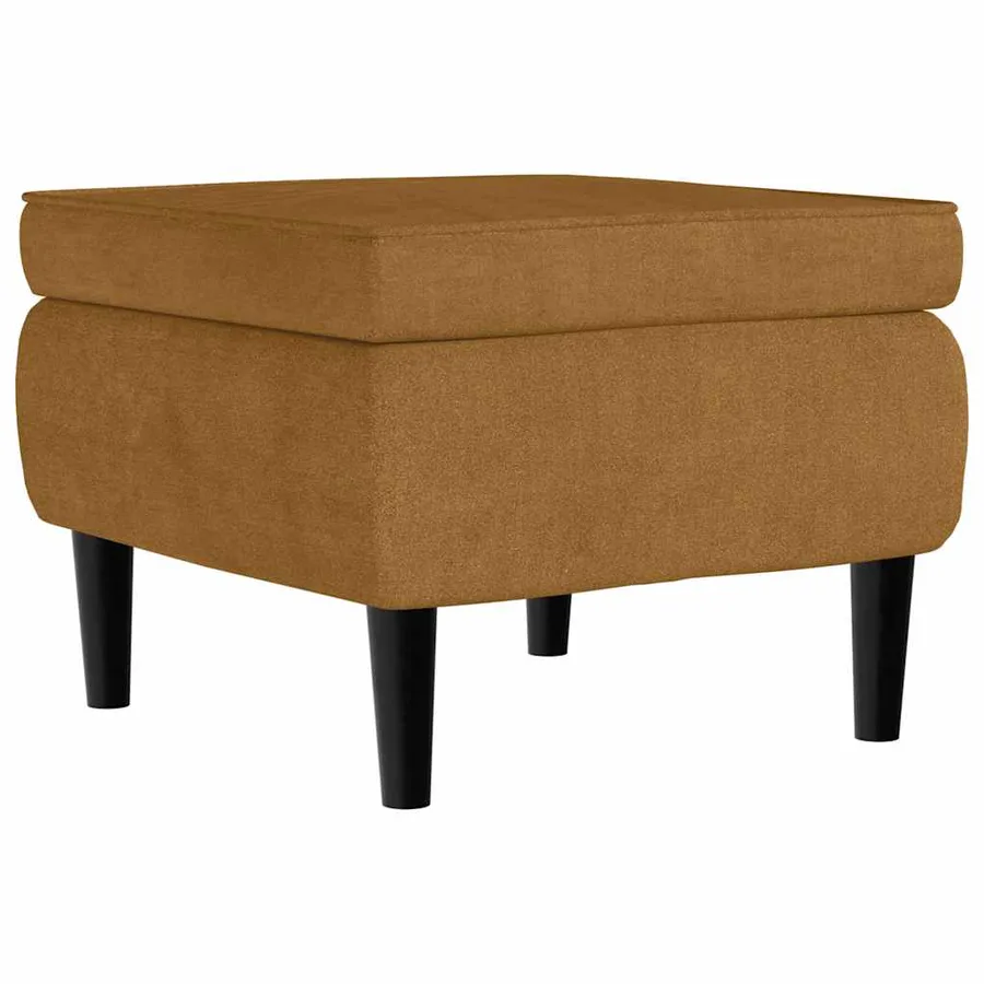 Fauteuil à oreilles avec tabouret marron velours - 8