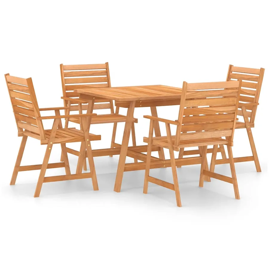 Ensemble à manger de jardin 5 pcs Bois d'acacia solide - 2