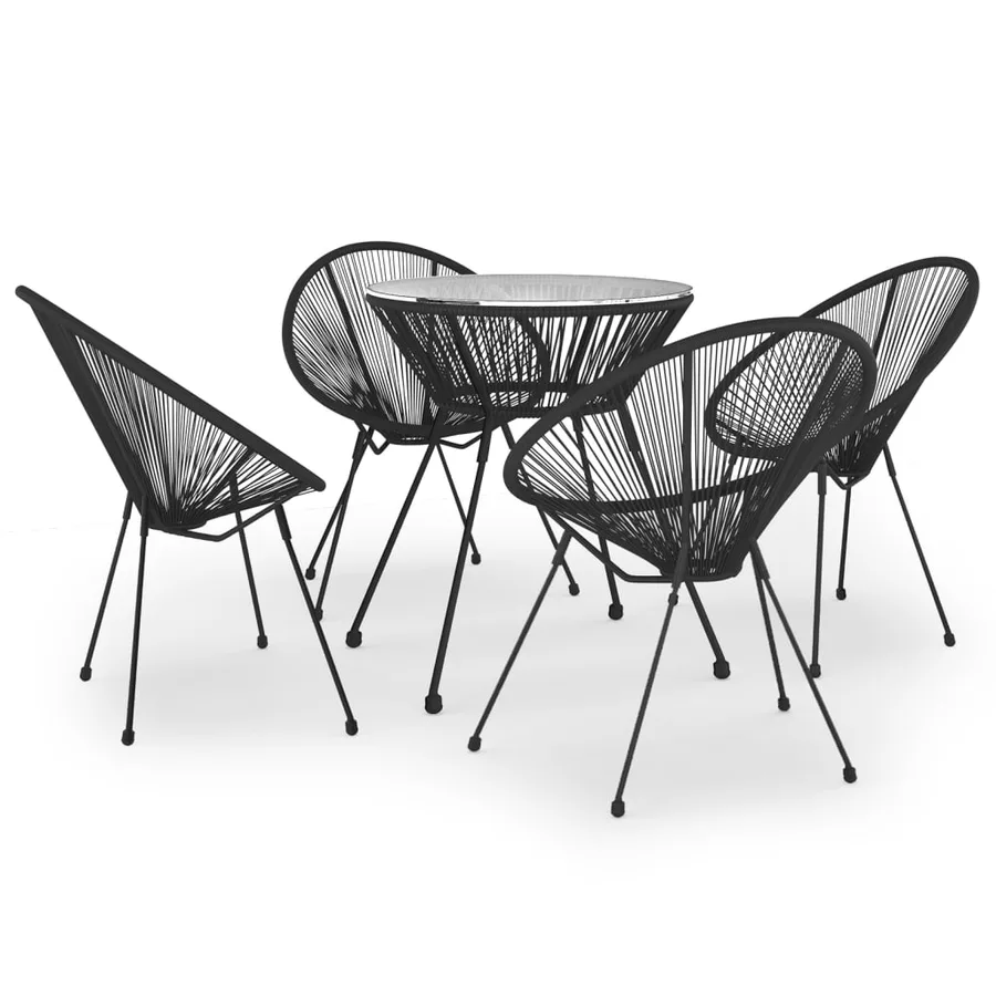 Ensemble à manger de jardin 5 pcs Noir - 2