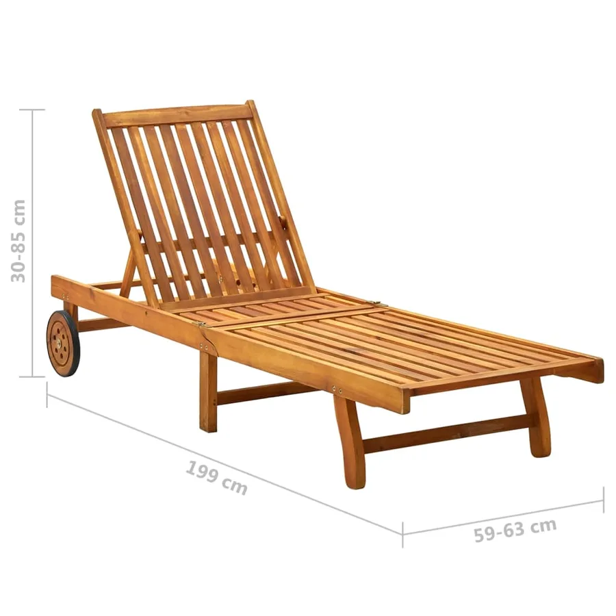 Chaise longue de jardin avec coussin Bois d'acacia solide - 10