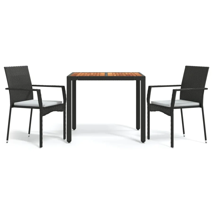 Ensemble à manger de jardin avec coussins 3 pcs Noir - 2