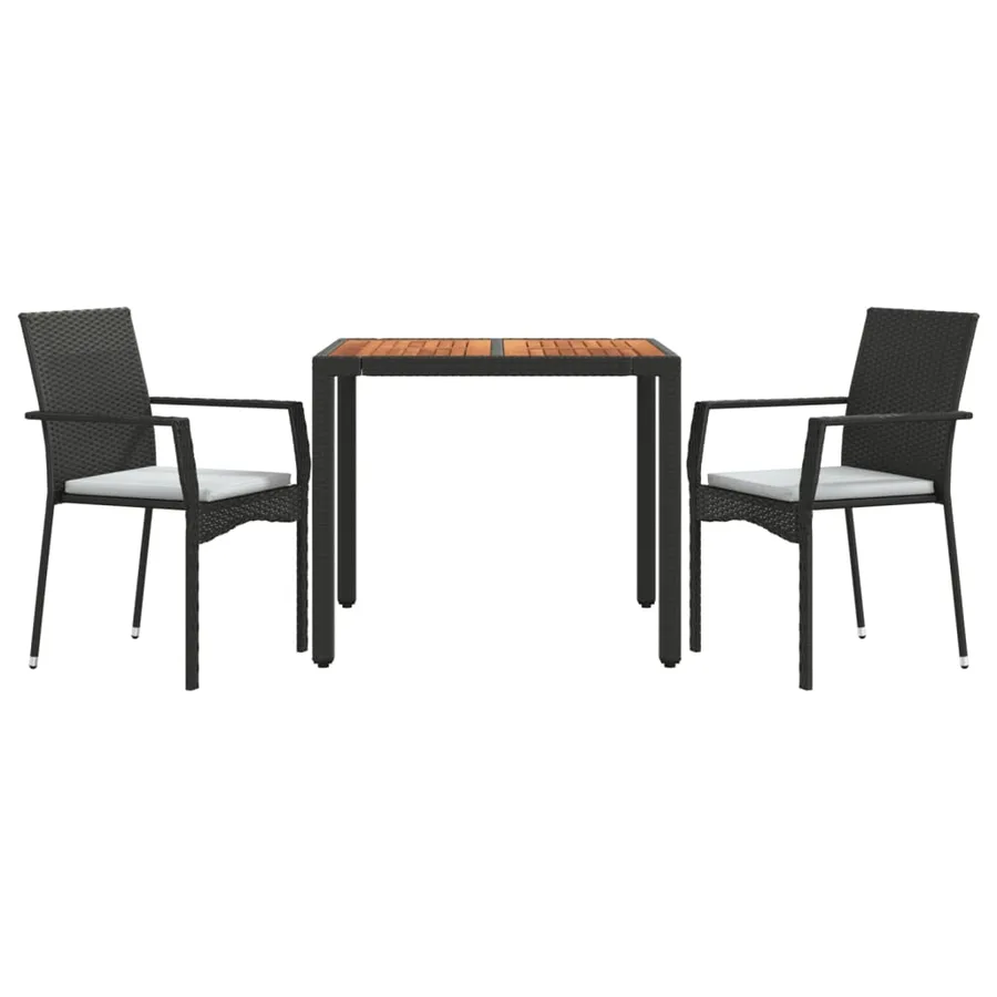 Ensemble à manger de jardin avec coussins 3 pcs Noir - 3
