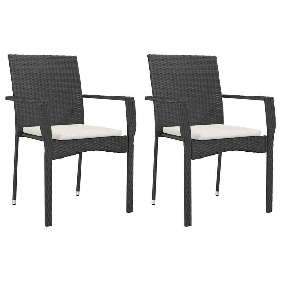 Ensemble à manger de jardin avec coussins 3 pcs Noir - 4