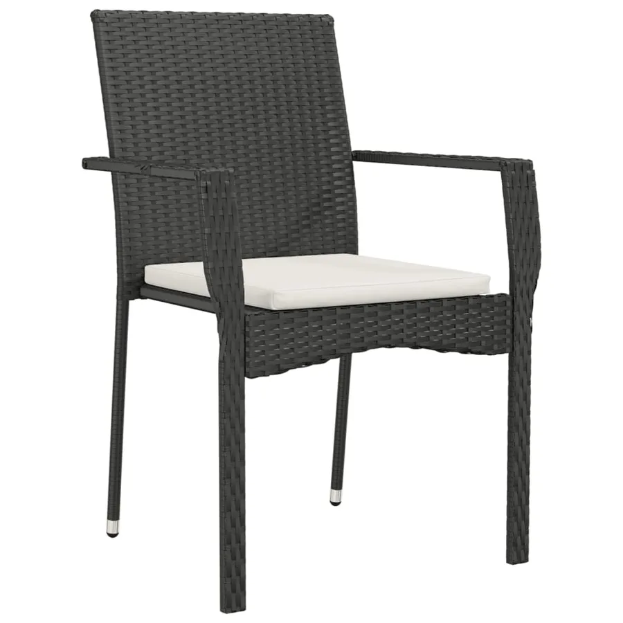 Ensemble à manger de jardin avec coussins 3 pcs Noir - 5