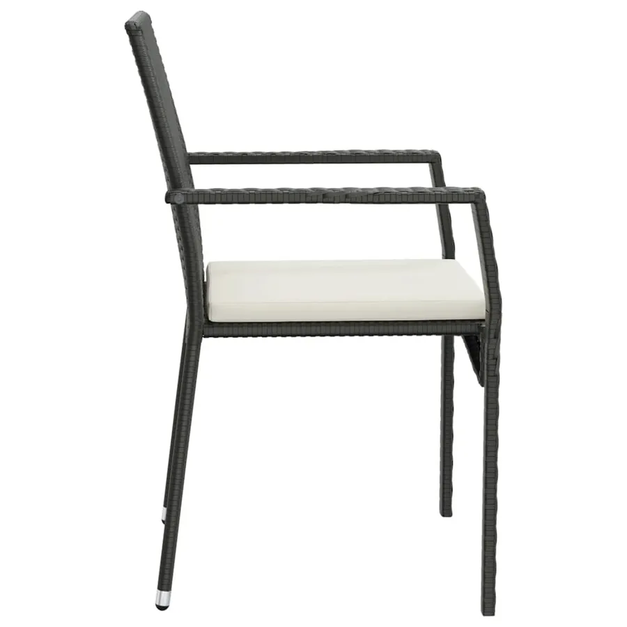Ensemble à manger de jardin avec coussins 3 pcs Noir - 6