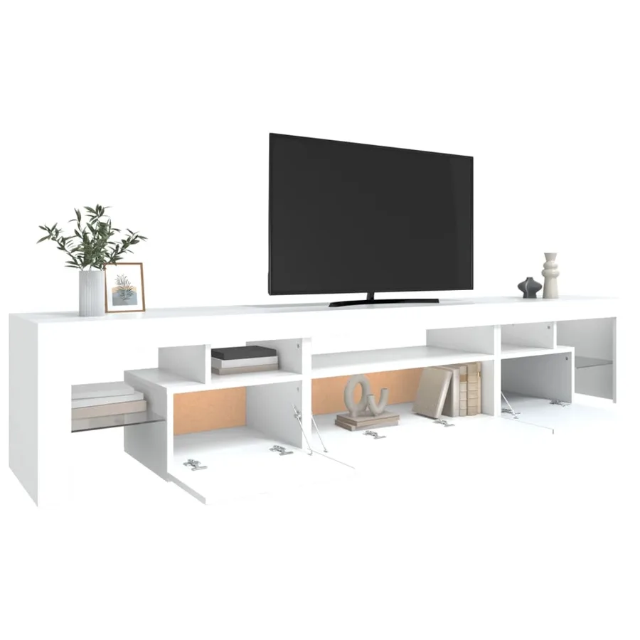 Meuble TV avec lumières LED Blanc 215x36,5x40 cm - 6