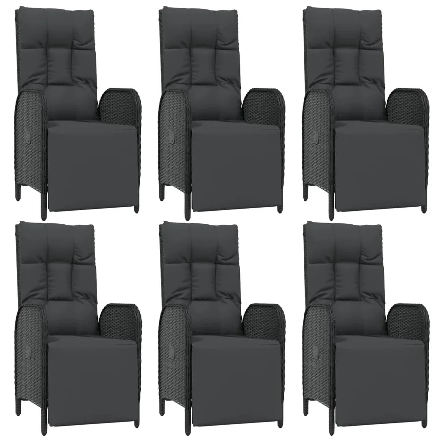 Ensemble à manger de jardin coussins 7pcs Noir Résine tressée - 4