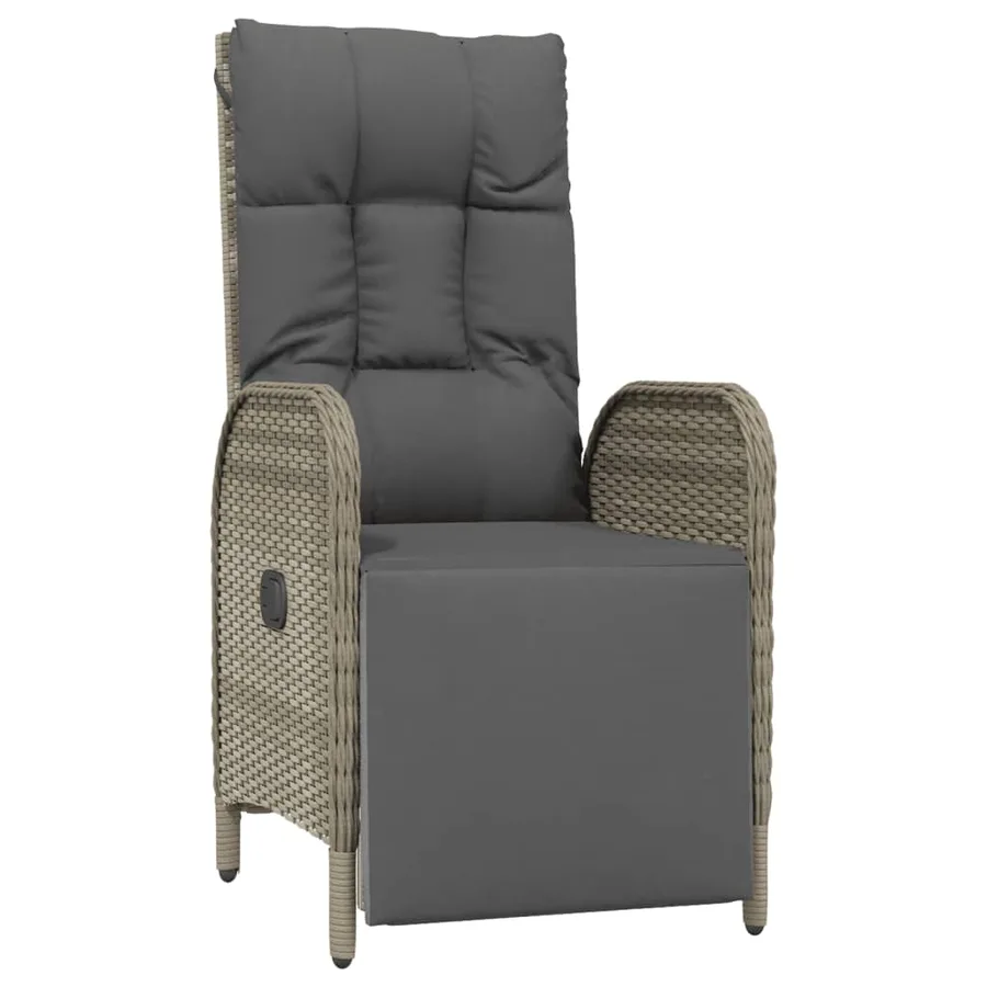 Ensemble à manger de jardin 3 pcs coussins gris résine tressée - 5
