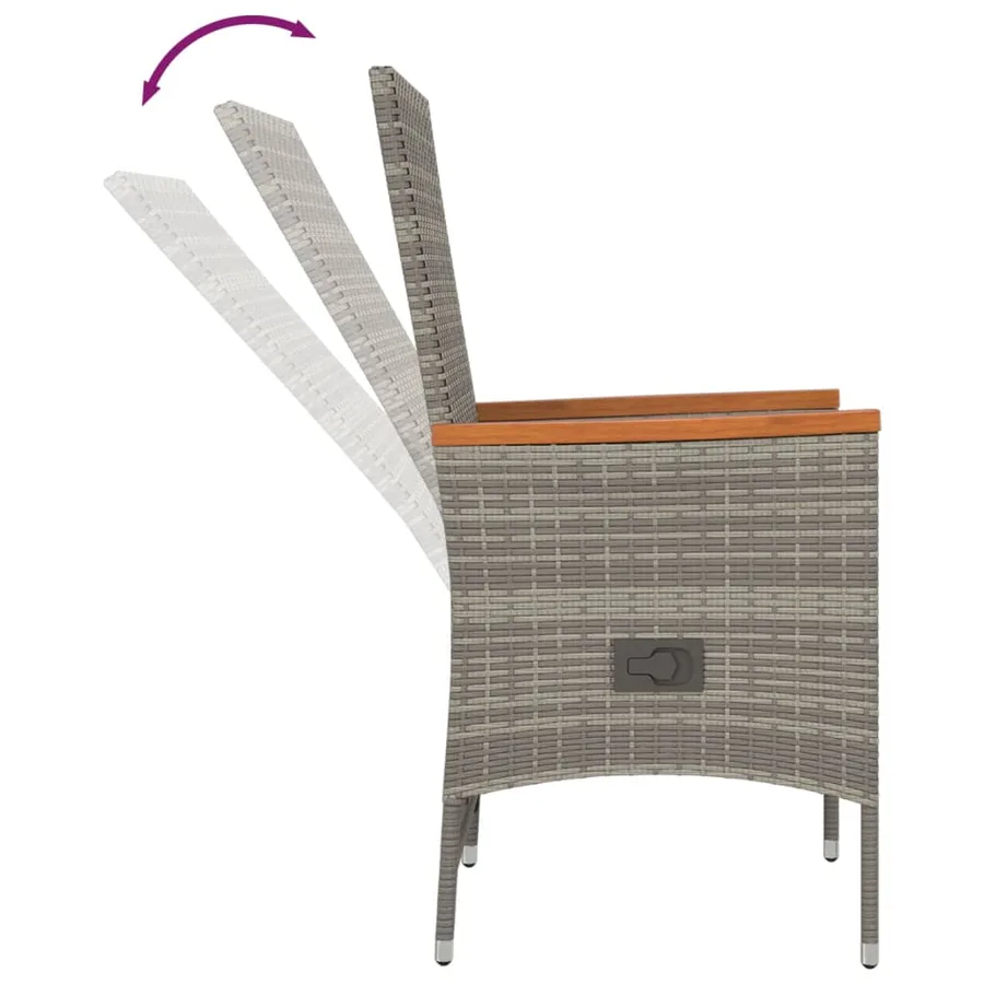 Ensemble à manger de jardin et coussins 7 pcs gris rotin - 6