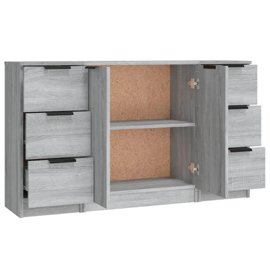 Buffets 3 pcs Sonoma gris Bois d'ingénierie - 6