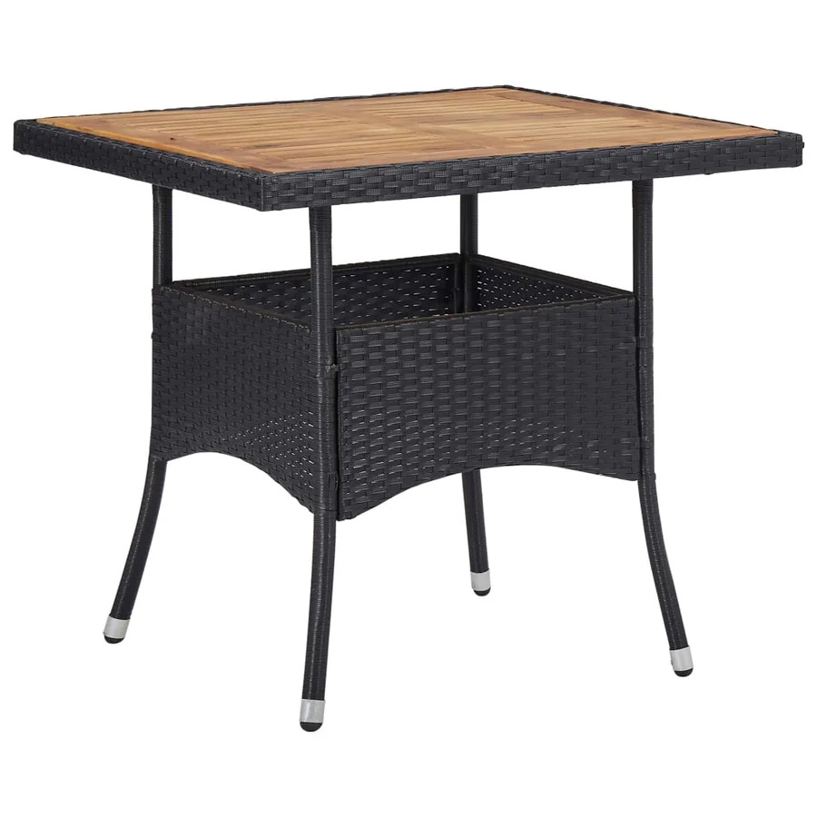 Ensemble à manger de jardin 3 pcs Noir Résine tressée et acacia - 2