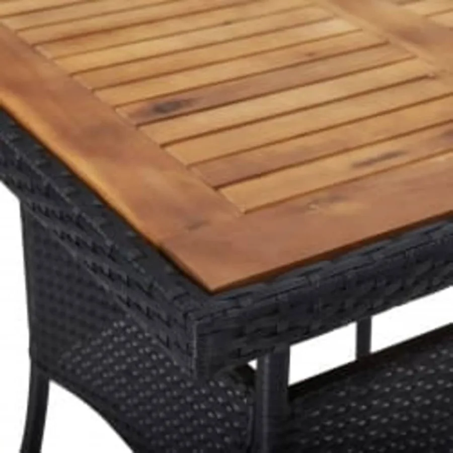 Ensemble à manger de jardin 3 pcs Noir Résine tressée et acacia - 4