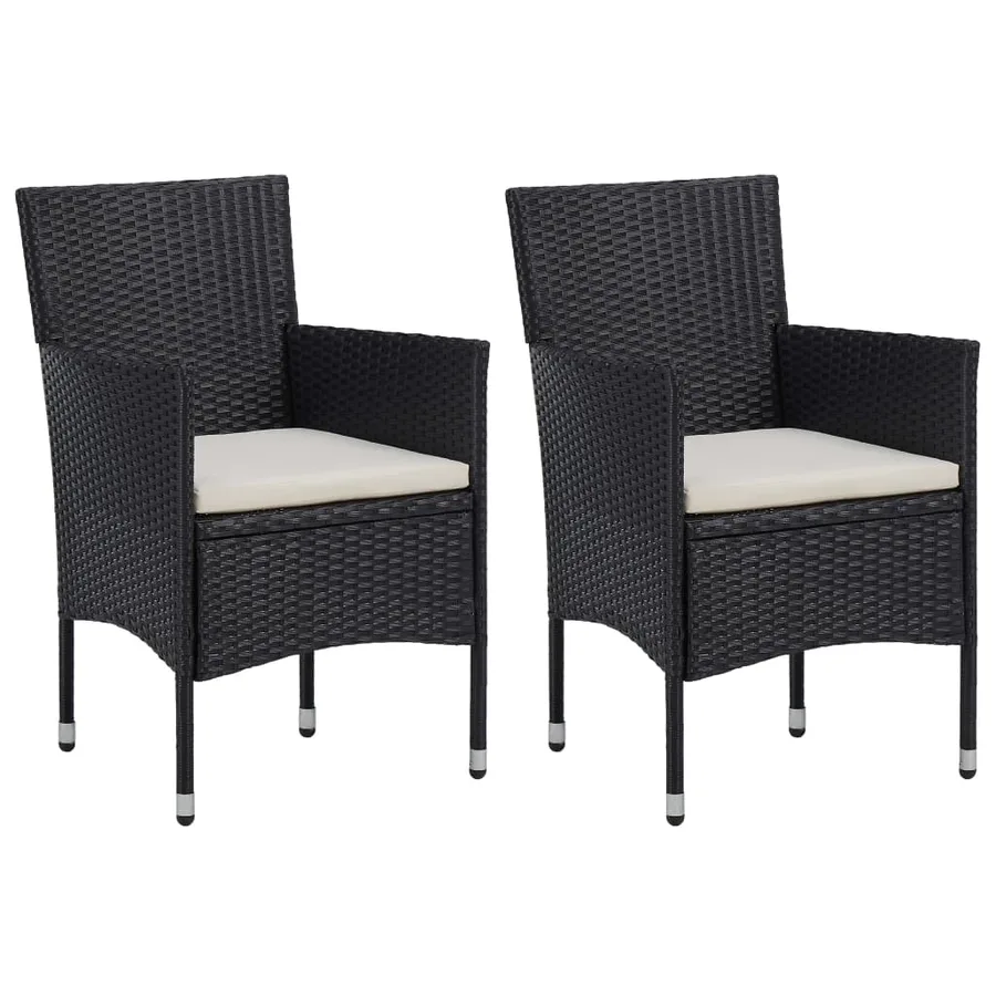 Ensemble à manger de jardin 3 pcs Noir Résine tressée et acacia - 5